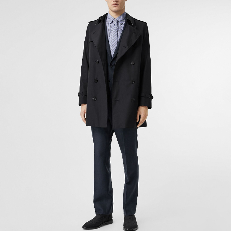 Shop Abrigo Burberry Azul Oscuro con Cinturón y Doble Botonadura. 80112941