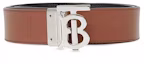 Shop Burberry Double-Sided Calf Leather Belt with Polished Silver Buckle Black 3.5CM 8043247