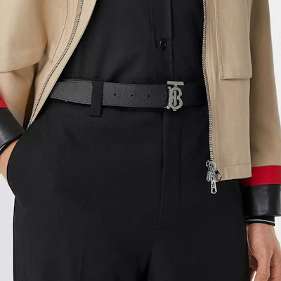 Burberry Double-Sided Calf Leather Belt with Polished Silver Buckle Black 3.5CM 8043247 Details for Burberry Double-Sided Calf Leather Belt with Polished Silver Buckle Black 3.5CM 8043247