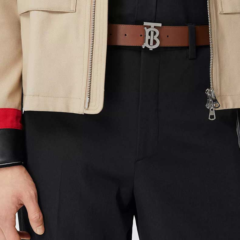 Burberry Double-Sided Calf Leather Belt with Polished Silver Buckle Black 3.5CM 8043247 圖 7