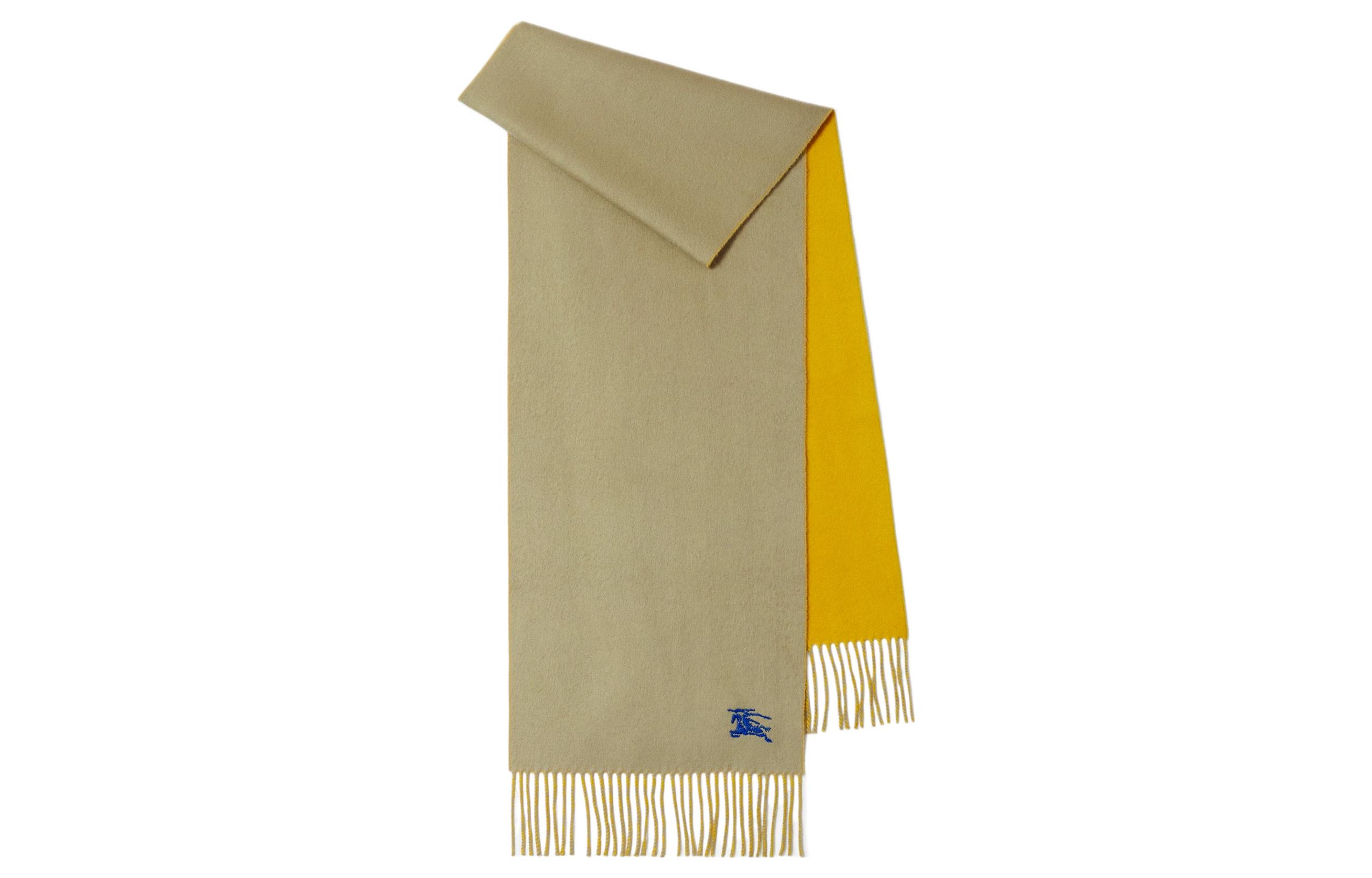 Burberry Double-Sided Equestrian Logo Scarf Unisex Couple Style Beige/Yellow 80791911