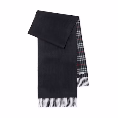 Burberry Dual-Sided Check Wool Scarf Unisex Couples Edition Navy Blue 80737641