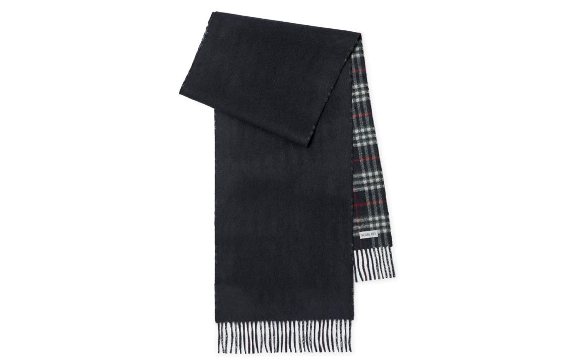 Burberry Dual-Sided Check Wool Scarf Unisex Couples Edition Navy Blue 80737641 圖 2