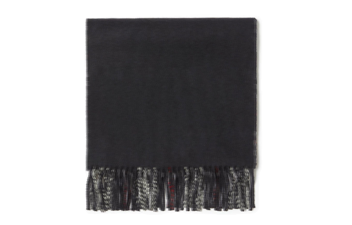 Burberry Dual-Sided Check Wool Scarf Unisex Couples Edition Navy Blue 80737641 圖 5