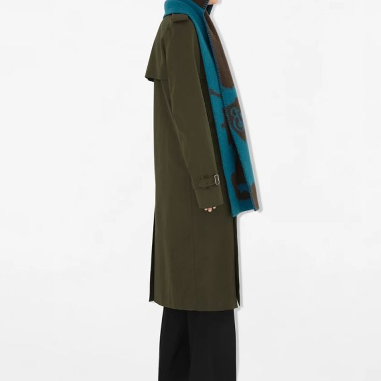 Burberry EDK Hooded Wool Knit Scarf Unisex Couple Style Blue Brown 80907701 圖 5