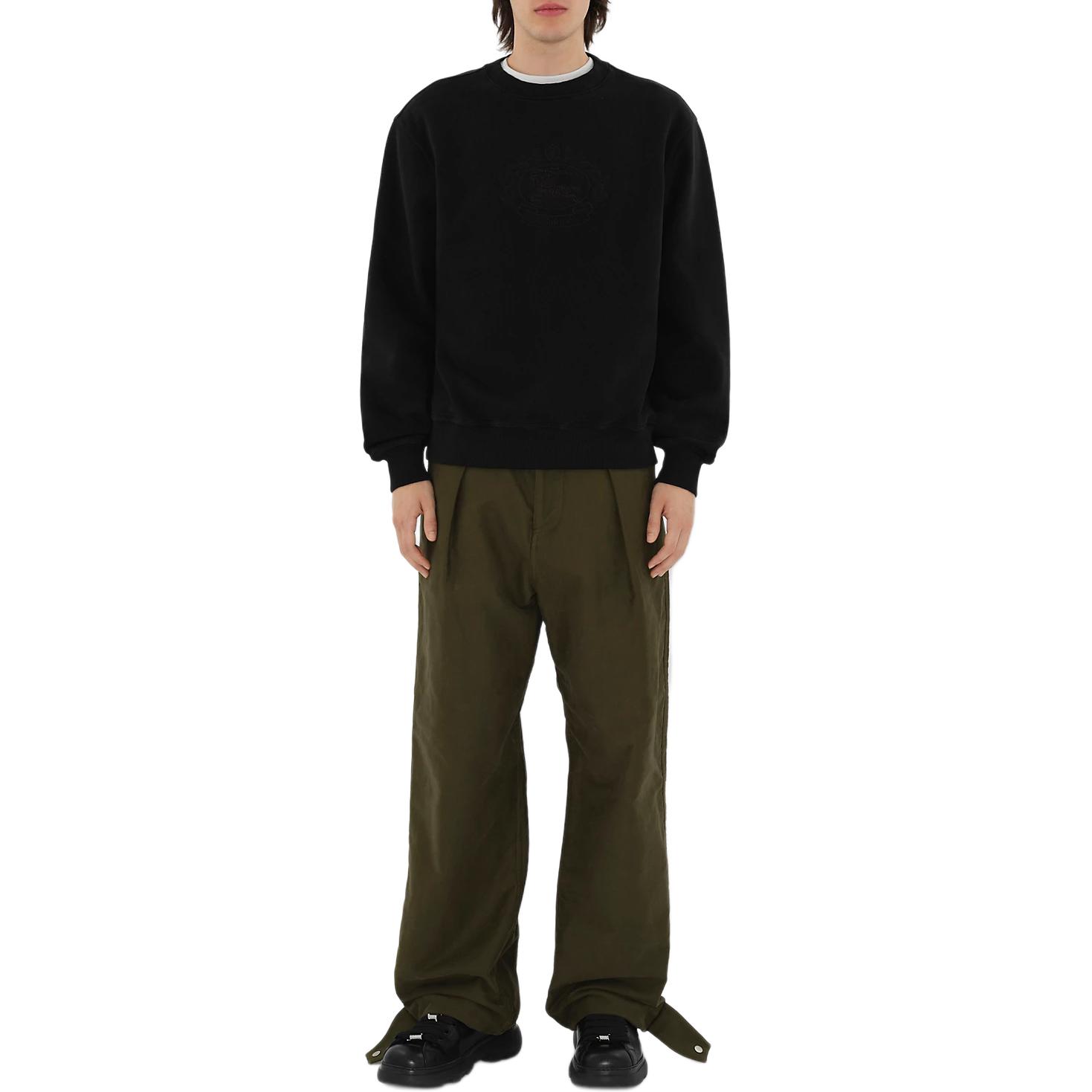 Shop Sudadera de Algodón Negra Burberry EKD Bordada Cuello Redondo Manga Larga Hombre. 80951071