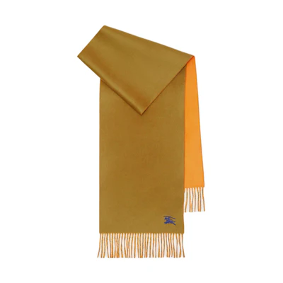 Burberry EKD Embroidered Cashmere Scarf Unisex in Brown Yellow. 80996921