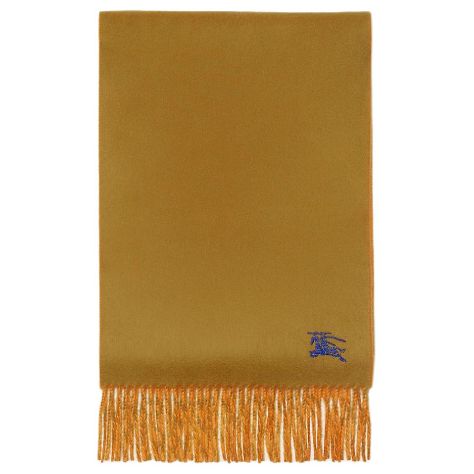 Burberry EKD Embroidered Cashmere Scarf Unisex in Brown Yellow. 80996921 圖 3