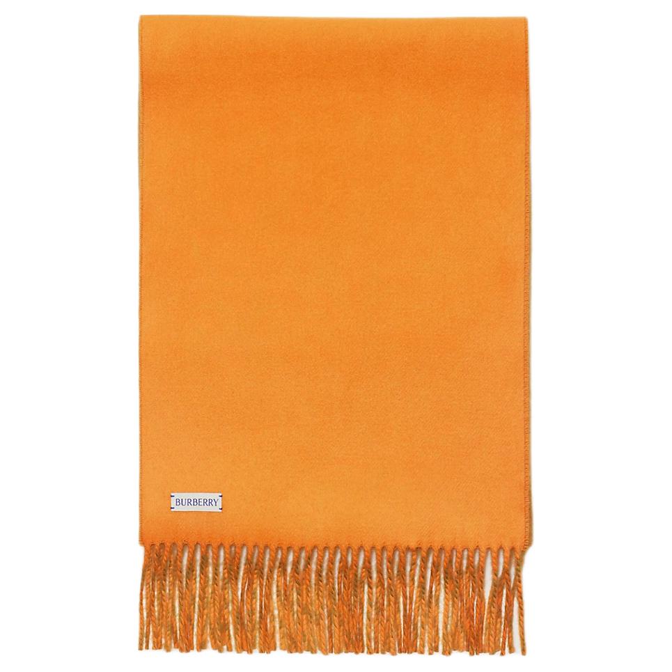 Burberry EKD Embroidered Cashmere Scarf Unisex in Brown Yellow. 80996921 圖 4