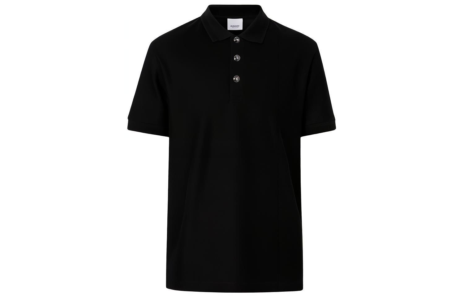 Burberry Embossed Button Short Sleeve Polo Shirt Black 8027056