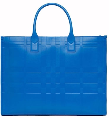 Burberry Embossed Check Tote Blue Buy Burberry Embossed Check Tote Blue