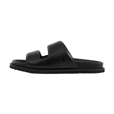 Burberry Embossed EKD Slides Black Leather