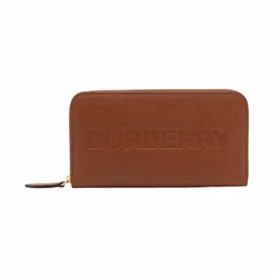 Burberry Embossed Leather Zip-Around Wallet Tan