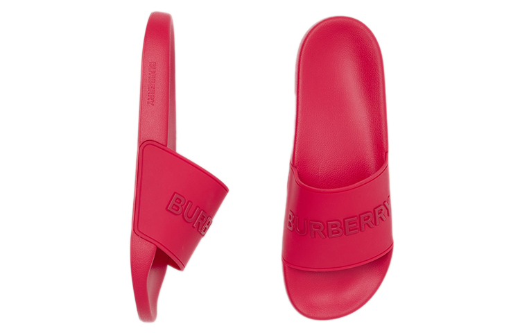 Shop Slides Burberry Logo Embossé Rouge Vif 80417371