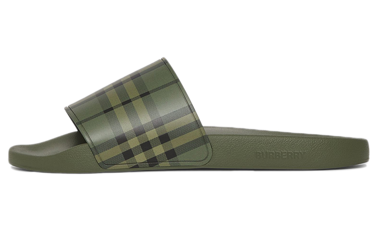 Burberry Embossed Logo Slides Military Green 80427111