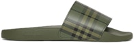 Order Burberry博柏利 簡約休閒格紋印花 時尚拖鞋 男款 軍綠色