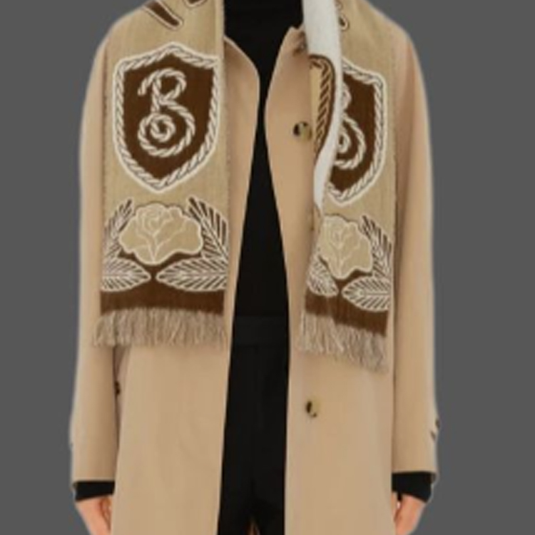 Burberry Embroidered Cashmere Scarf Unisex Couple Style - Brown. 80995951 圖 4