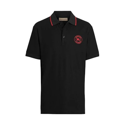 Burberry Embroidered Casual Short Sleeve Polo Shirt Men - Black 80059351