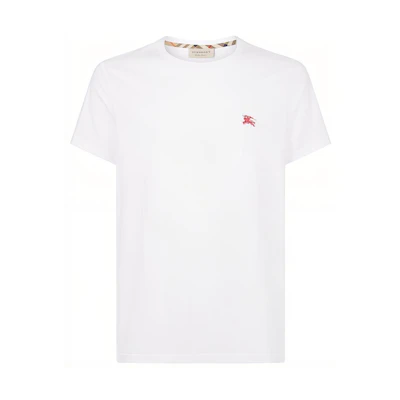 Burberry Embroidered Equestrian Casual Crew Neck T-Shirt White 8003831