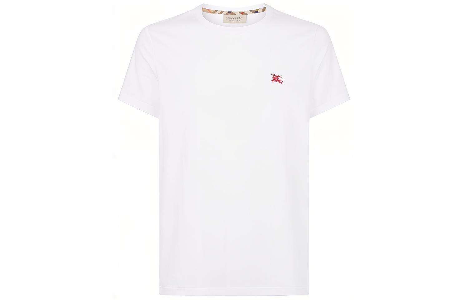 Burberry Embroidered Equestrian Casual Crew Neck T-Shirt White 8003831 圖 2