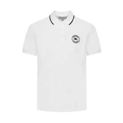 Burberry Embroidered Knight Logo Short Sleeve Polo Shirt White. 80059381