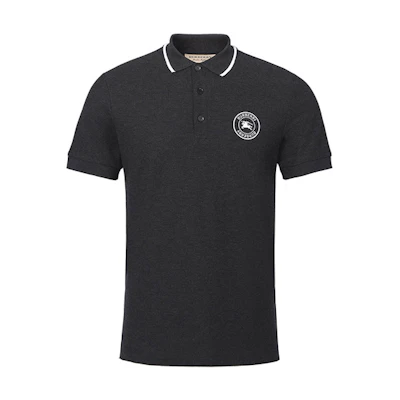 Burberry Embroidered Knight Logo Short Sleeve Polo Shirt Black - . 80078501