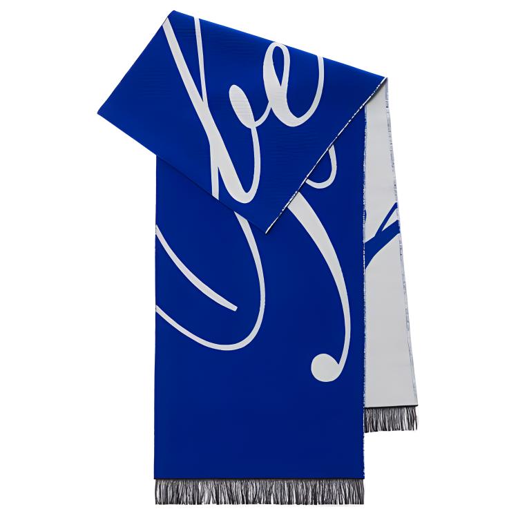 Burberry Embroidered Letter Tassel Scarf Unisex Couple Style - Blue. 80791741