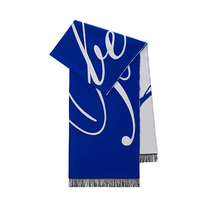 Burberry Embroidered Letter Tassel Scarf Unisex Couple Style - Blue. 80791741
