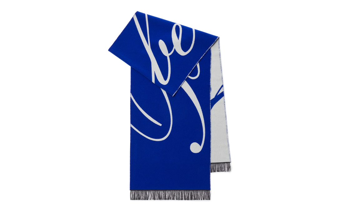 Burberry Embroidered Letter Tassel Scarf Unisex Couple Style - Blue. 80791741 圖 2
