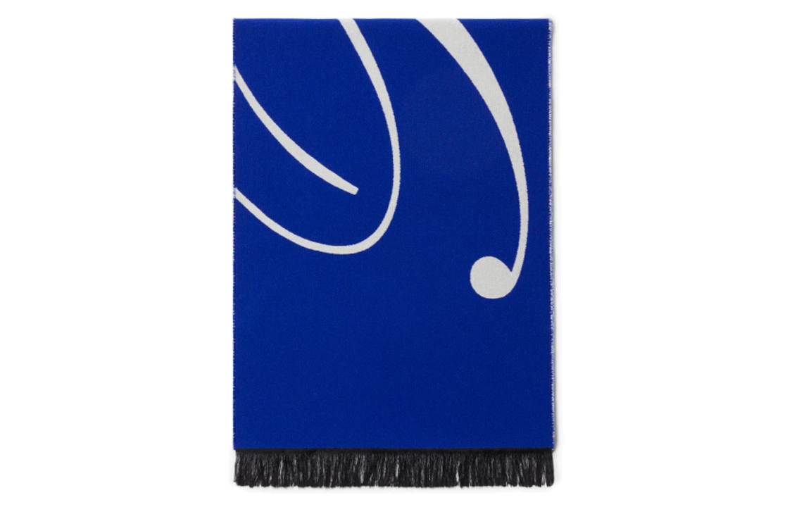 Burberry Embroidered Letter Tassel Scarf Unisex Couple Style - Blue. 80791741 圖 3