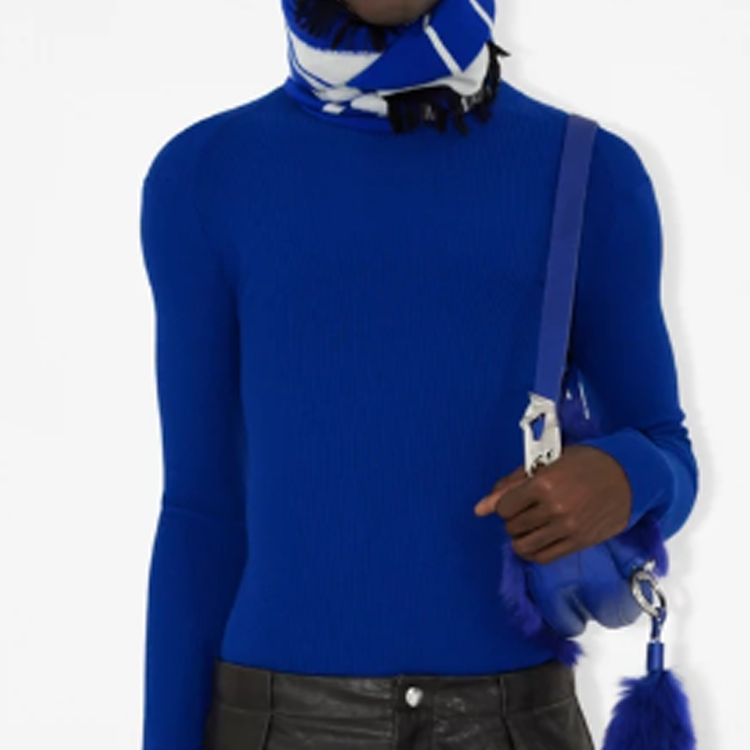 Burberry Embroidered Letter Tassel Scarf Unisex Couple Style - Blue. 80791741 圖 5