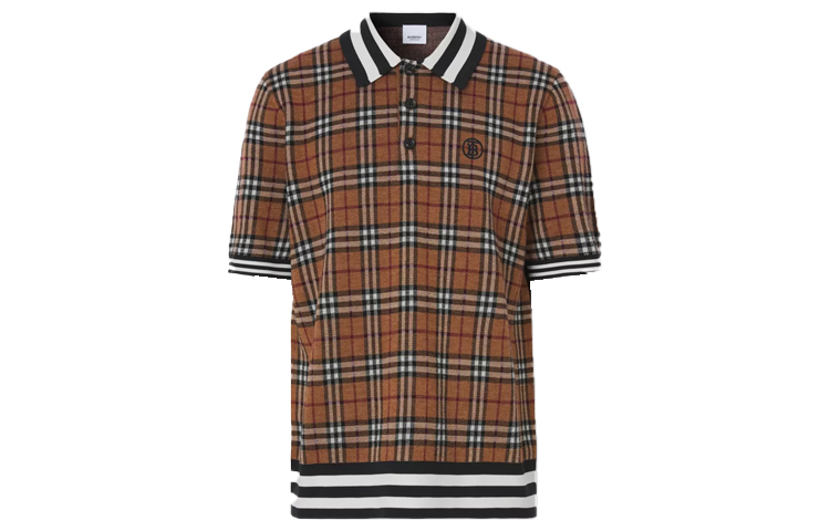 Burberry Embroidered Logo Check Jacquard Polo Shirt Brown 80481361 圖 2