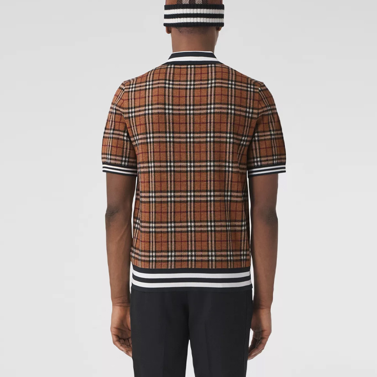 Burberry Embroidered Logo Check Jacquard Polo Shirt Brown 80481361 圖 4