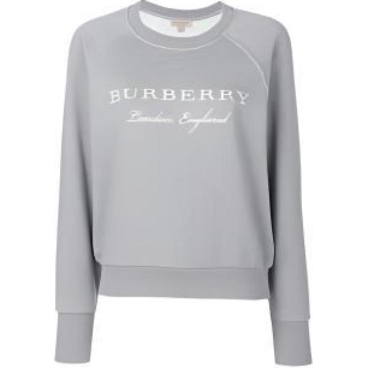 Burberry Embroidered Logo Fleece Sweatshirt Unisex Couple Style Grey 40561721