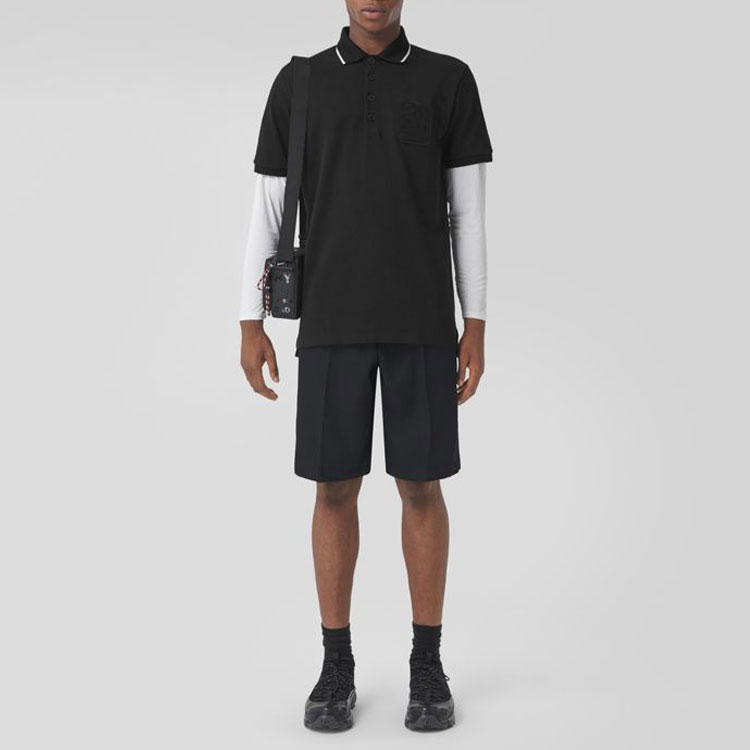Burberry Embroidered Logo Relaxed Fit Black Polo Shirt. 80454891 圖 3