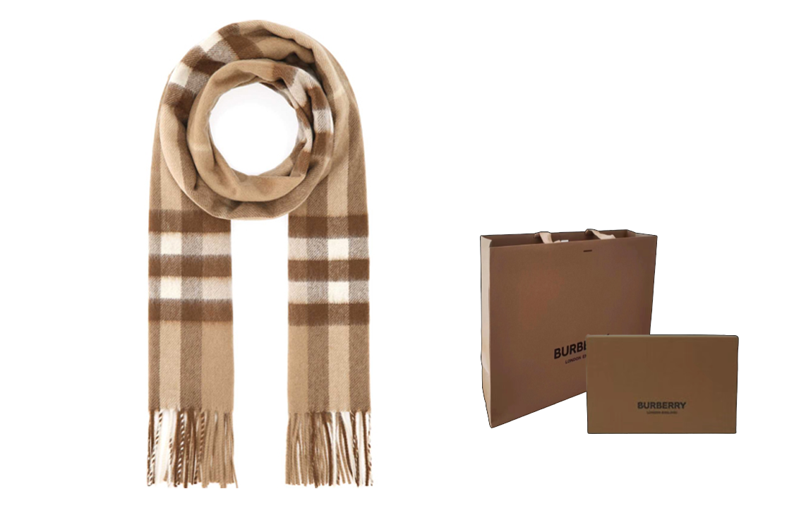 Burberry Embroidered Red Cashmere Colorblock Scarf Unisex Couple Style 8016399-A1353 圖 6