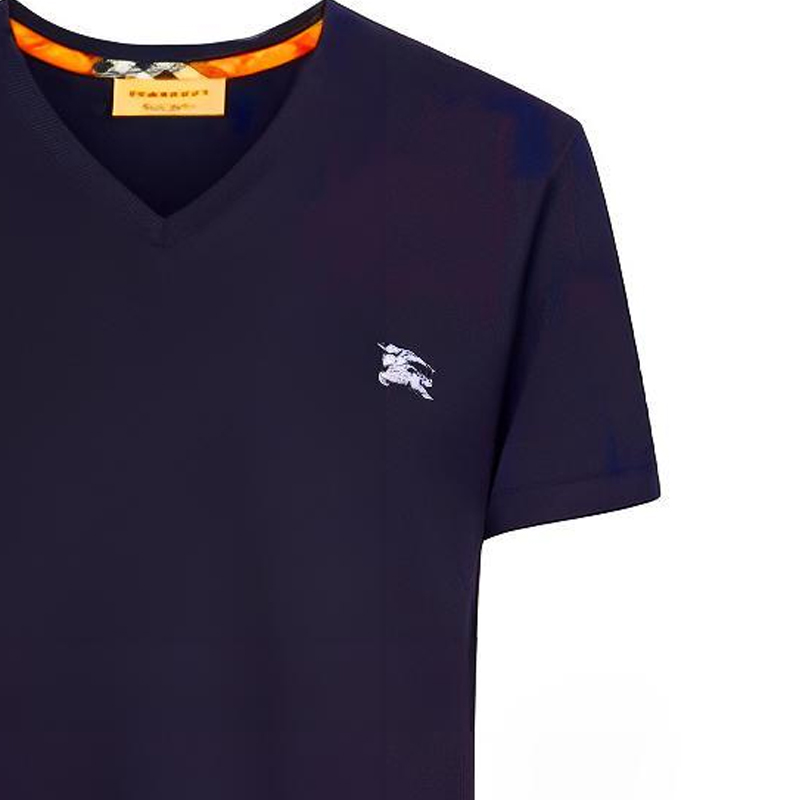 Burberry Embroidered V-Neck Navy Blue Casual T-Shirt 80038331 圖 8