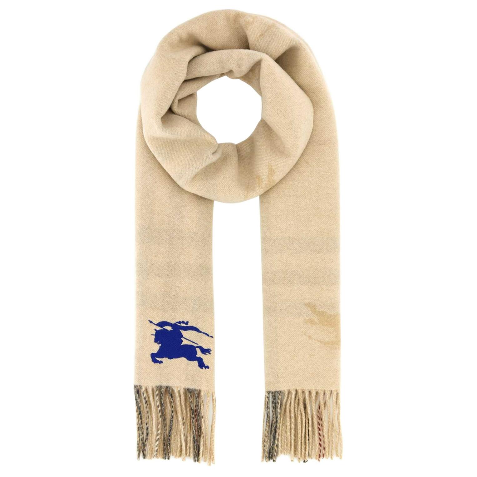 Burberry Equestrian Knight Cashmere Scarf Beige for Men 80952241
