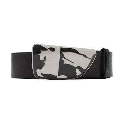 Burberry Equestrian Knight Logo Black Leather Belt 3.5CM Wide. 80872871