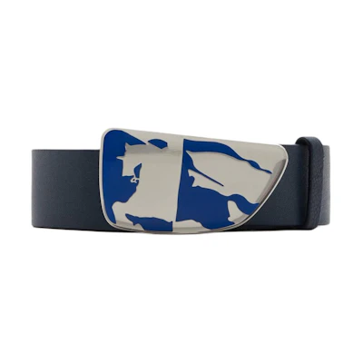 Burberry Equestrian Knight Logo Blue Calfskin Leather Belt for Men 3.5CM Wide 80851241