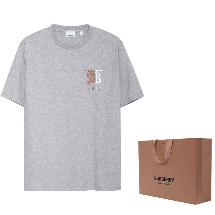 Shop Burberry Equestrian Knight Logo Cotton T-Shirt Grey Edition 80256501