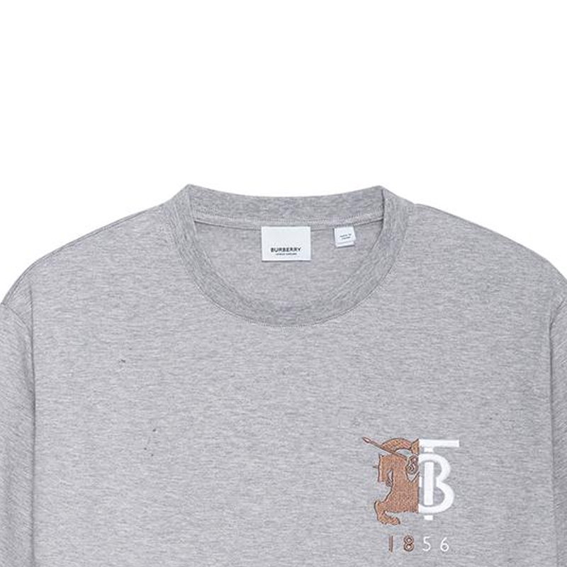 Sizing Burberry Equestrian Knight Logo Cotton T-Shirt Grey Edition 80256501