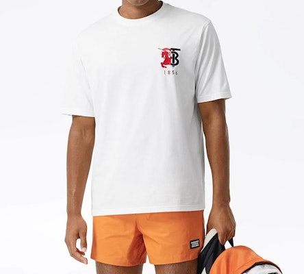 Burberry Equestrian Knight Logo Cotton T-Shirt White 80223081 Details for Burberry Equestrian Knight Logo Cotton T-Shirt White 80223081