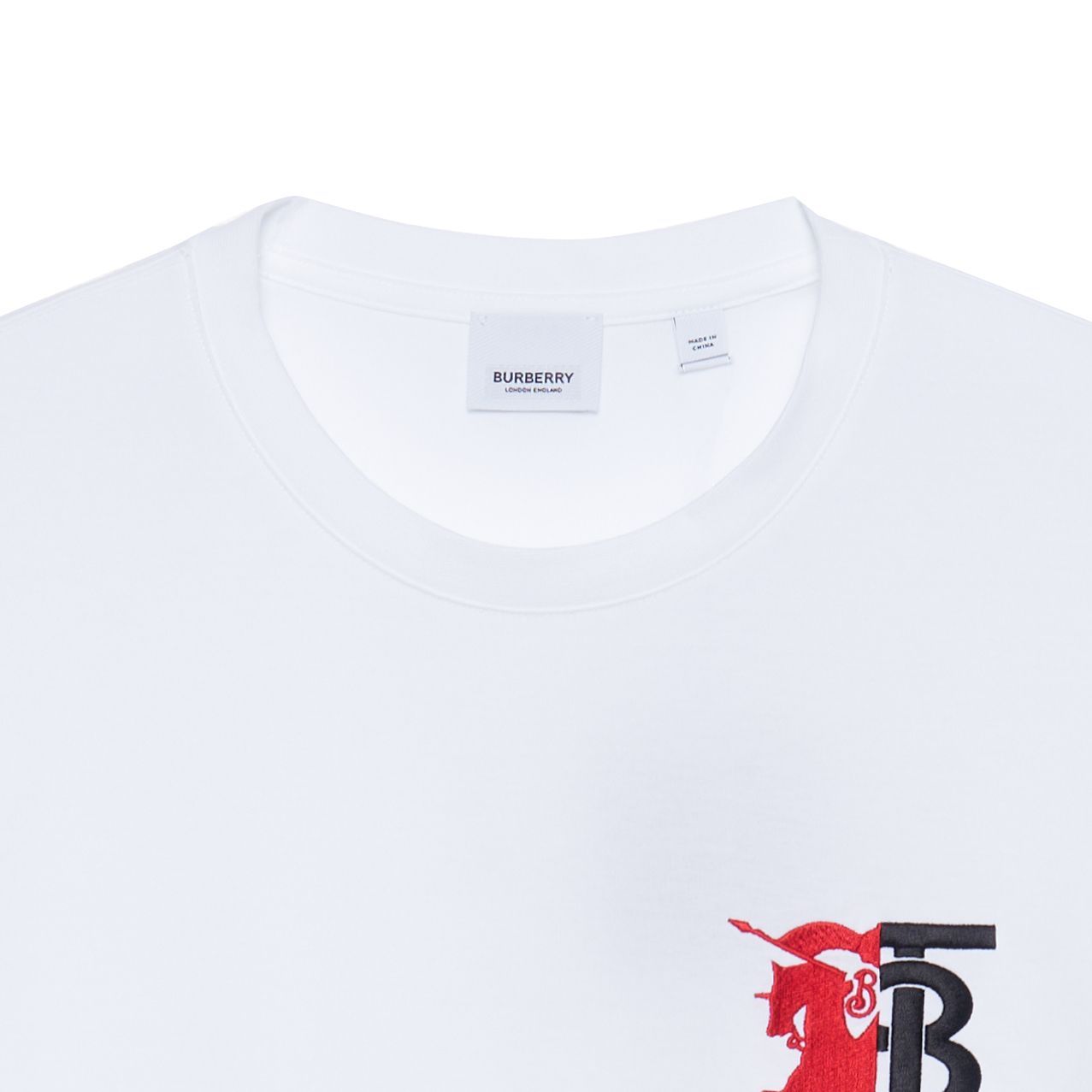 Cheap 버버리 이퀘스트리언 나이트 로고 코튼 티셔츠 화이트 80223081