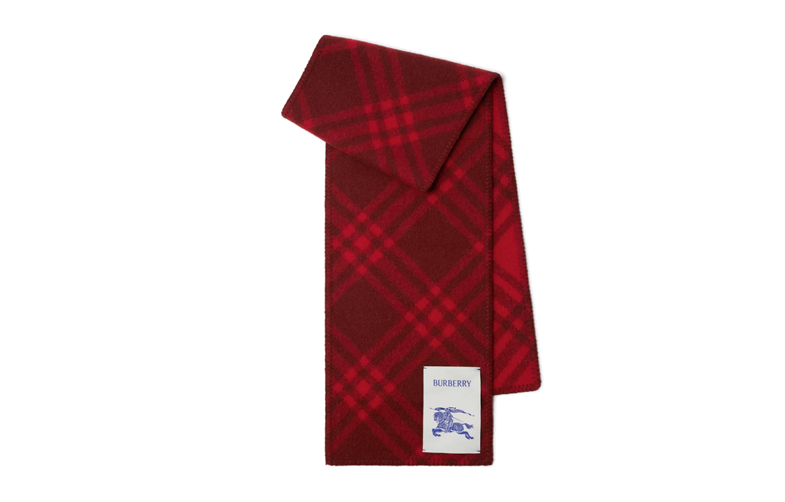 Burberry Equestrian Knight Logo Knit Scarf Raspberry Red Unisex Couples Style. 80792481 圖 2