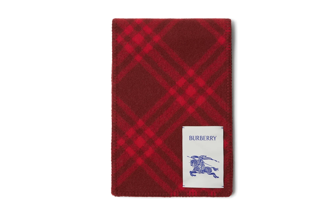 Burberry Equestrian Knight Logo Knit Scarf Raspberry Red Unisex Couples Style. 80792481 圖 3