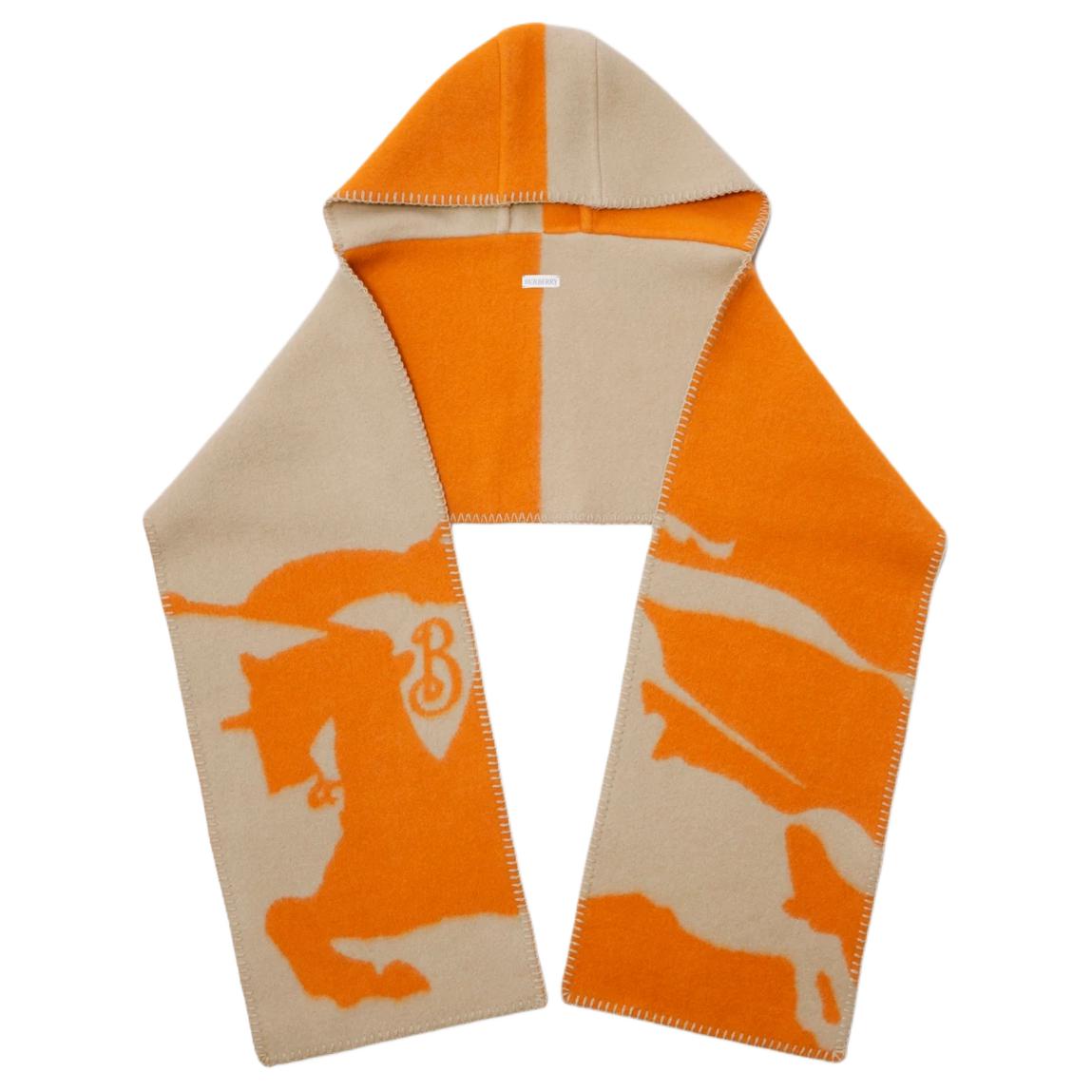 Burberry Equestrian Knight Logo Wool Scarf Pumpkin Orange Mens. 80907711 圖 2