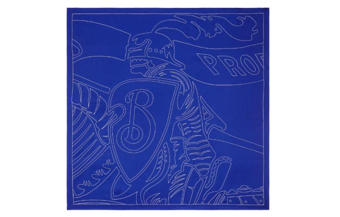 Burberry Equestrian Knight Pattern Scarf Unisex Couple Style - Blue 80807421