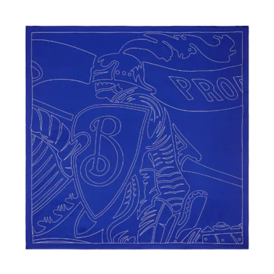 Burberry Equestrian Knight Pattern Scarf Unisex Couple Style - Blue 80807421