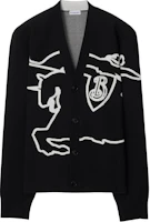Burberry Equestrian Knight V-Neck Knit Sweater Black FW24 . 80955151 Burberry Equestrian Knight V-Neck Knit Sweater Black FW24 . 80955151